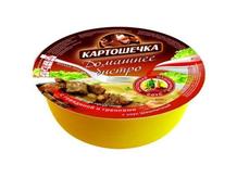 Пюре ТМ "Картошечка" с говядиной и гренками/ с соусом "Шашлычный"